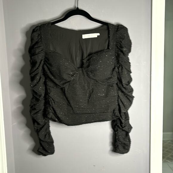 ASTR the Label Black Sparkly Top Ruching Detail Sweetheart Neck Size Medium - Picture 7 of 7